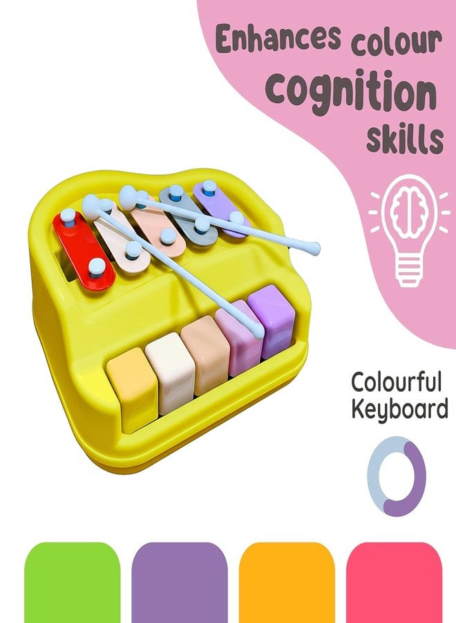 RAINBOW RIDERS Small Xylophone Musical Instrument 2 in 1 Piano and Xylophone Toy with Colorful Keys and Mallets Educational Musical Toy for Toddlers, Babies, Boys, and Girls (Yellow) - Image 4